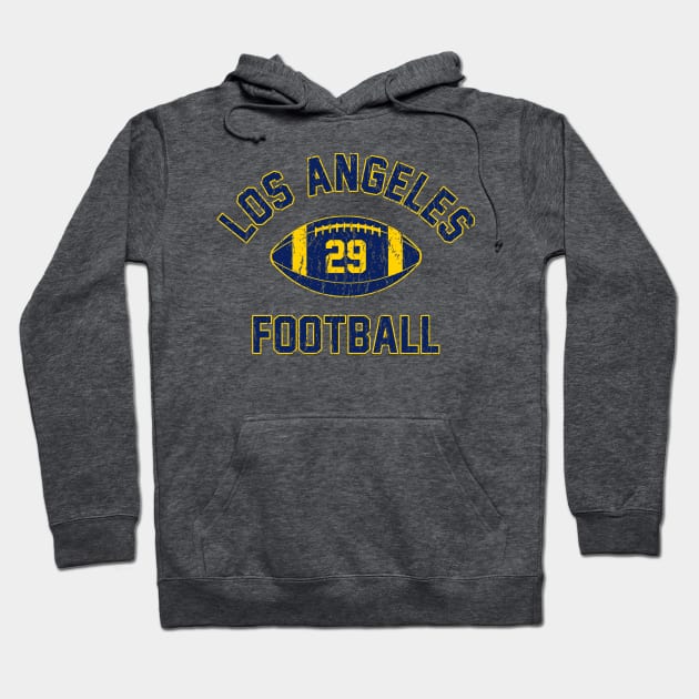 Retro Los Angeles Football Distressed Logo Hoodie by Double-Double Designs